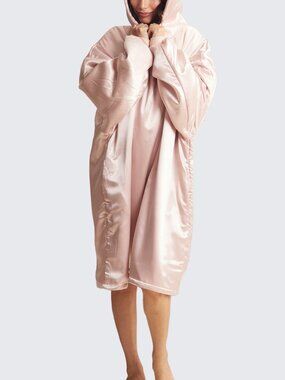 Kitsch Glazey Satin-Hug Weighted Lounge Hoodie Blush OS